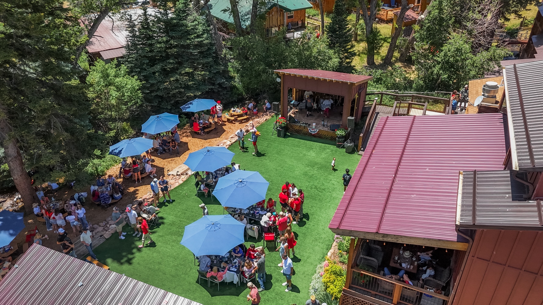 Aerial view of the Cuchara Fourth of July celebration